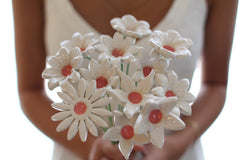 White Bridal bouquet, Wedding bouquet Shabby chic wedding Wedding flowers - Ceramics By Orly
 - 1
