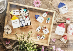 Miniature ceramic houses gift box