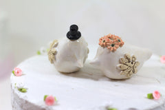 Bird Cake Topper, Custom Wedding Cake Topper Love birds Personalised cake toppers - Ceramics By Orly
 - 7
