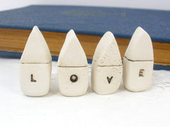 A set of tiny rustic ceramic miniature DREAM houses in colors of your choice - Ceramics By Orly
 - 5