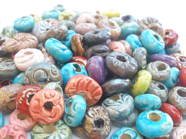 Turquoise and brown ceramic beads