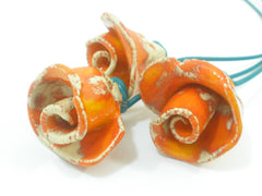 One of a kind set of 3 Colorful ceramic flowers - Ceramics By Orly
 - 4