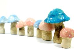 Ceramic pastel colors miniature mushrooms in variety of sizes and shapes - Ceramics By Orly
 - 3