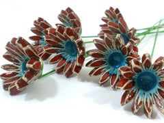 Red and turquoise ceramic flowers - Ceramics By Orly
 - 4