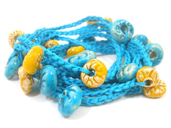 Crocheted ceramic beads bracelet or long necklace - Ceramics By Orly
 - 5