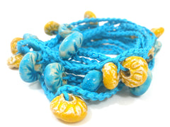 Crocheted ceramic beads bracelet or long necklace - Ceramics By Orly
 - 4