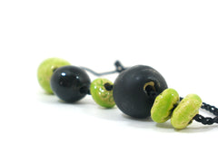 Black and green beaded ceramic jewelry - Ceramics By Orly
 - 5