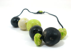 Black and green beaded ceramic jewelry - Ceramics By Orly
 - 4