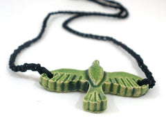Black and green ceramic bird necklace - Ceramics By Orly
 - 4