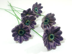 Purple and turquoise ceramic flowers - Ceramics By Orly
 - 5