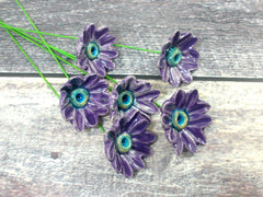 Purple and turquoise ceramic flowers - Ceramics By Orly
 - 2