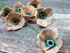 Pink and turquoise ceramic flowers - Ceramics By Orly
 - 4