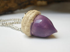 Acorn Jewelry – OOAK ceramic acorn necklace in a color of your choice - Ceramics By Orly
 - 3