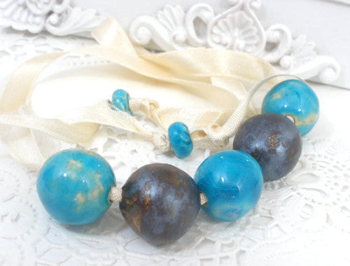 Beaded ceramic necklace in a color of your choice