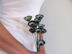 Bridal bouquet in brown and turquoise for your wedding day - Ceramics By Orly
 - 5