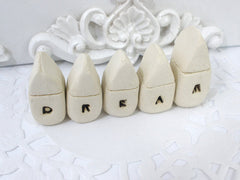 A set of tiny rustic ceramic miniature DREAM houses in colors of your choice - Ceramics By Orly
 - 2