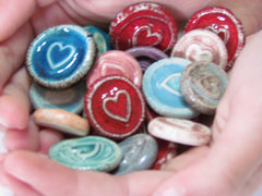 Ceramic heart cabochons favors - Ceramics By Orly
 - 4