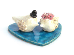 Bird Cake Topper, Custom Wedding Cake Topper Love birds Personalised cake toppers - Ceramics By Orly
 - 5