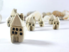 A set of tiny ceramic rustic beach cottage - miniature houses Home decoration Collection Little houses Miniature sculpture - Ceramics By Orly
 - 2