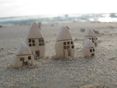 A set of tiny ceramic rustic beach cottage - miniature houses Home decoration Collection Little houses Miniature sculpture - Ceramics By Orly
 - 4