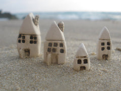 A set of tiny ceramic rustic beach cottage - miniature houses Home decoration Collection Little houses Miniature sculpture - Ceramics By Orly
 - 5