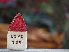 Love you house - Message houses Miniature houses Little rustic houses Red house Valentine gift, Wedding reception - Ceramics By Orly
 - 1
