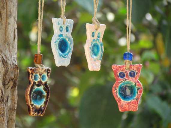 Ceramic ornament Ceramic Owl ornament in a color of your choice Outdoor ornament Indor ornament