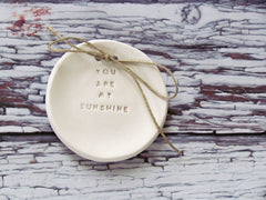 You are my sunshine Wedding ring bearer Ring dish Wedding Ring pillow - Ceramics By Orly
 - 5