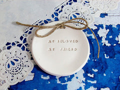 My beloved my friend Wedding ring bearer Ring dish Wedding Ring pillow - Ceramics By Orly
 - 5