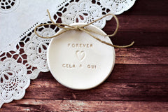 Forever Wedding ring dish with your names - Ceramics By Orly
 - 4