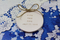 Personalized wedding ring dish With this ring alternative wedding Ring pillow - Ceramics By Orly
 - 2