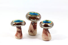 Mushroom decor Ceramic mushrooms Golden brown and aqua Home decoration Rustic Collectibles Miniatures Holidays decoration Metallic decor - Ceramics By Orly
 - 4