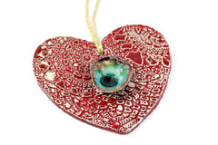 Decorate your Christmas tree with a beautiful handmade ceramic heart ornament, Wedding reception - Ceramics By Orly
 - 5