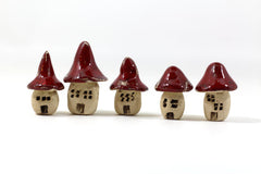 A set (of 5) rustic ceramic fantazy cottages in a color of your choice Ceramic miniature houses Home decoration Collection Little house - Ceramics By Orly
 - 5