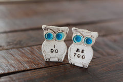 Owls cake topper, I DO ME TOO cute cake topper, birds cake topper Owl wedding Wedding cake topper - Ceramics By Orly
 - 4