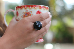Ceramic jewelry Black ring Ceramic ring Statement ring - Ceramics By Orly
 - 2