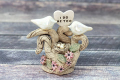 MR & MRS Love birds wedding cake topper Tree of love with a little nest Bride and groom wedding cake topper - Ceramics By Orly
 - 4