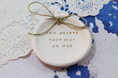 Anniversary gift Two hearts that beat as one Ring dish Wedding ring dish - Ring bearer Wedding Ring pillow 1st anniversary gift - Ceramics By Orly
 - 3