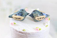 True Love Wedding cake topper Love birds cake topper Anniversary gift Chic wedding Engagement gift - Ceramics By Orly
 - 4