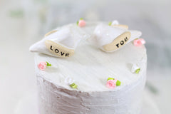 Love you Wedding cake topper Love birds cake topper Anniversary gift Chic wedding Engagement gift - Ceramics By Orly
 - 1