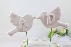 Bird Wedding cake topper Custom cake topper Initials cake topper Love birds wedding cake topper Gift for the bride bridesmaid - Ceramics By Orly
 - 5