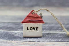 Red love house ornament Wall ornament Holidays decor Wall hanging Christmas tree ornaments - Ceramics By Orly
 - 5