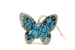 Room decor Brown and aqua butterfly ornament Holidays decor Wall hanging - Ceramics By Orly
 - 4