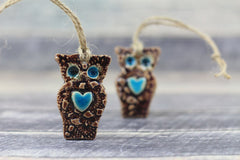 Ceramic ornament Ceramic Owl ornament in a color of your choice - Ceramics By Orly
 - 2