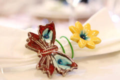 Flowers and butterflies handmade napkin rings - Ceramics By Orly
 - 3