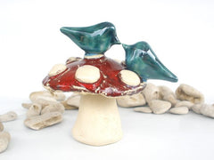 Mushroom wedding cake topper A pair of love birds on a mushroom in a color of your choice - Ceramics By Orly
 - 2