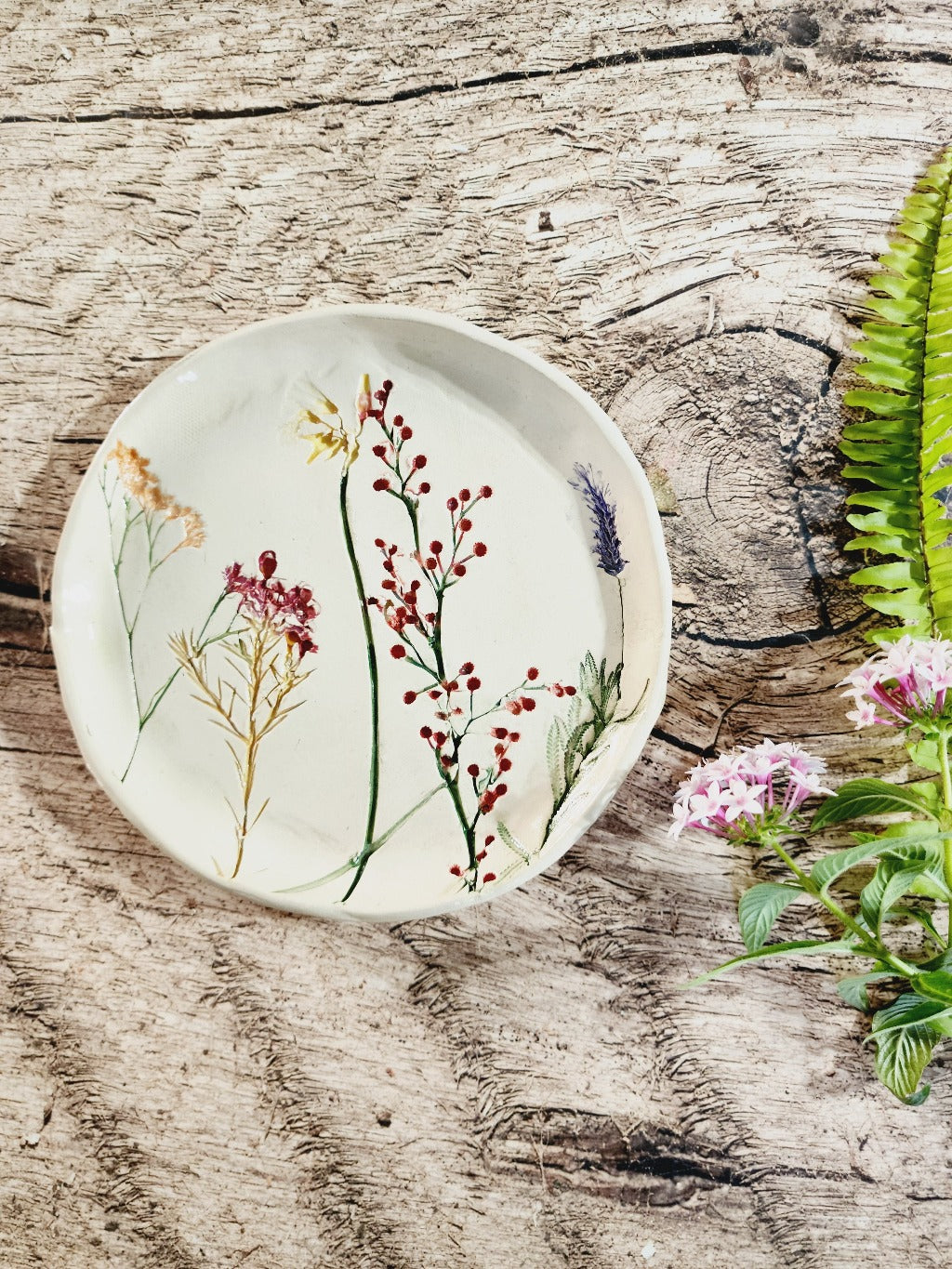 Ceramic Plate Stamped with Real Flowers – Ceramics By Orly
