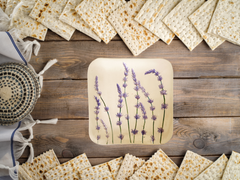 Unique Ceramic Matzah Plate with real flowers