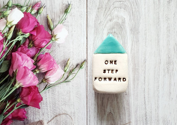 One step forward Inspirational quote Motivational quotes Personal gift Miniature house