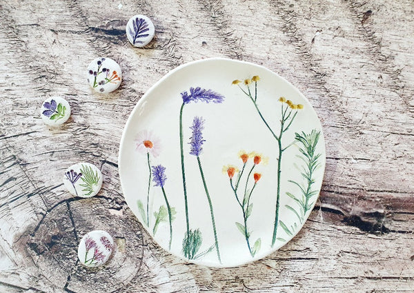 Handmade botanical plate Housewarming gift